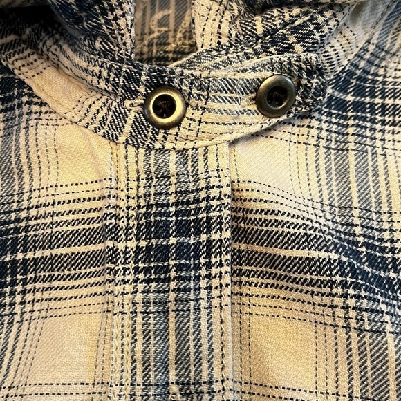 Madewell Cream/Blue Plaid Shirt Long Sleeve Size Medium Country Western Vibe - Picture 3 of 7